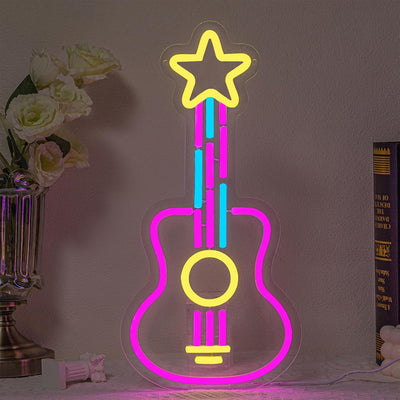 Letrero neón guitarra con luz LED USB para dormitorio estudio