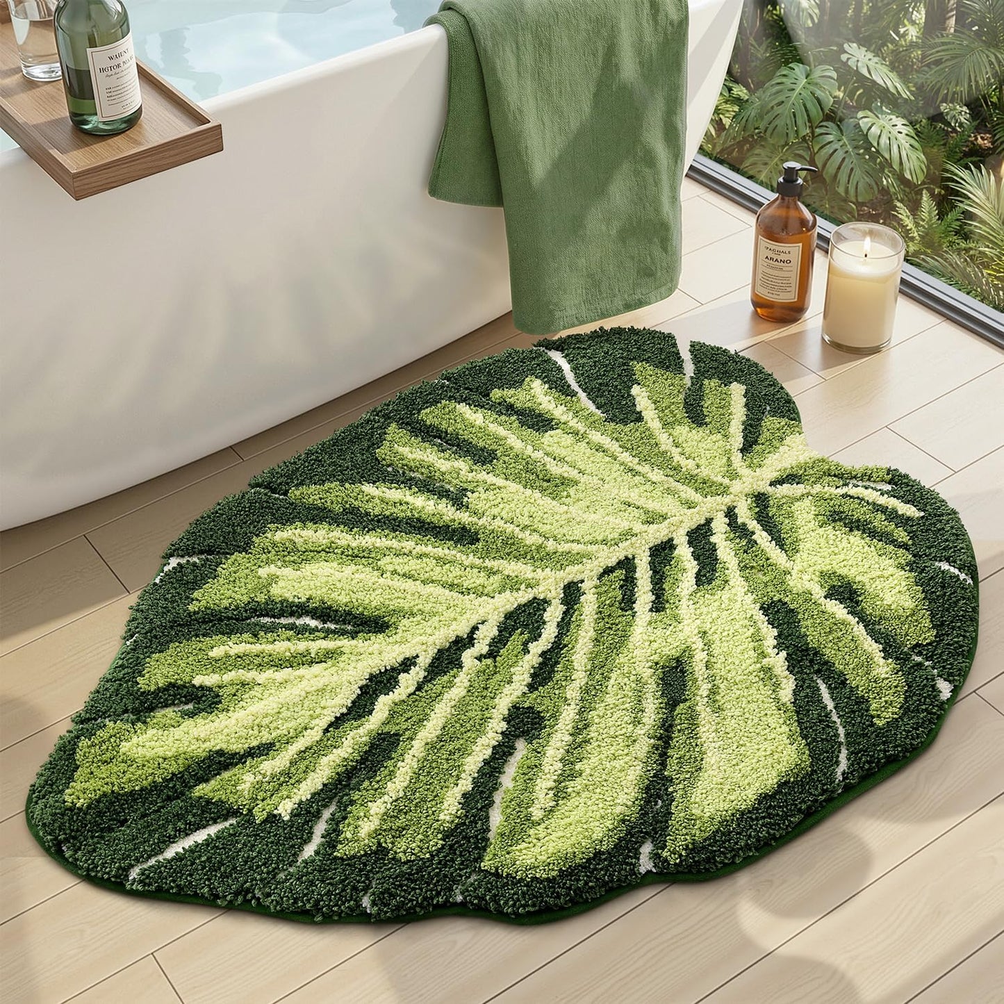 Alfombra baño Monstera 23.5x31.5" antiderrap absorbente