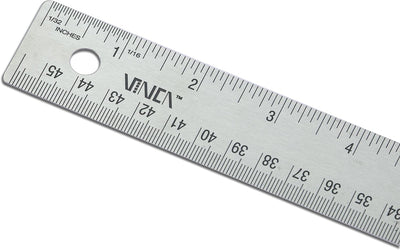 Regla acero inox 0-18pulg con base antideslizante