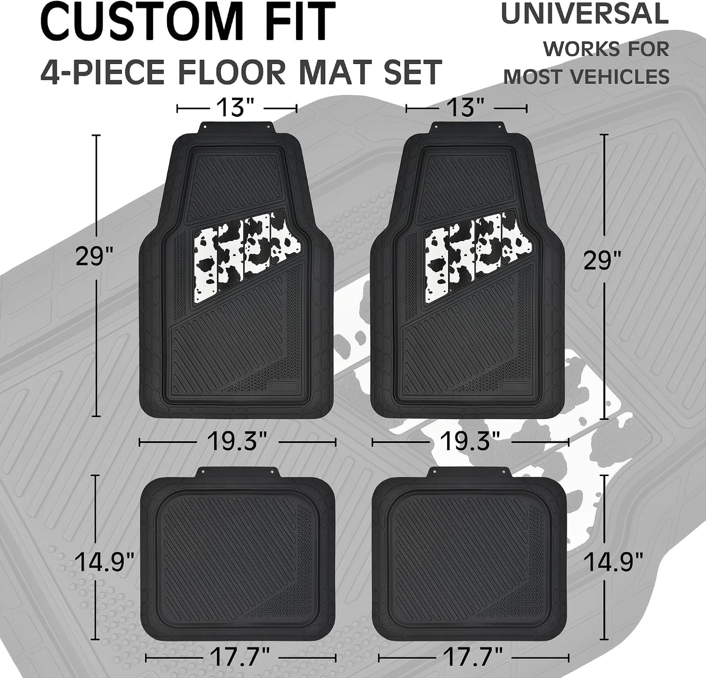 Alfombrillas coche goma resistente estampado vaca set 4