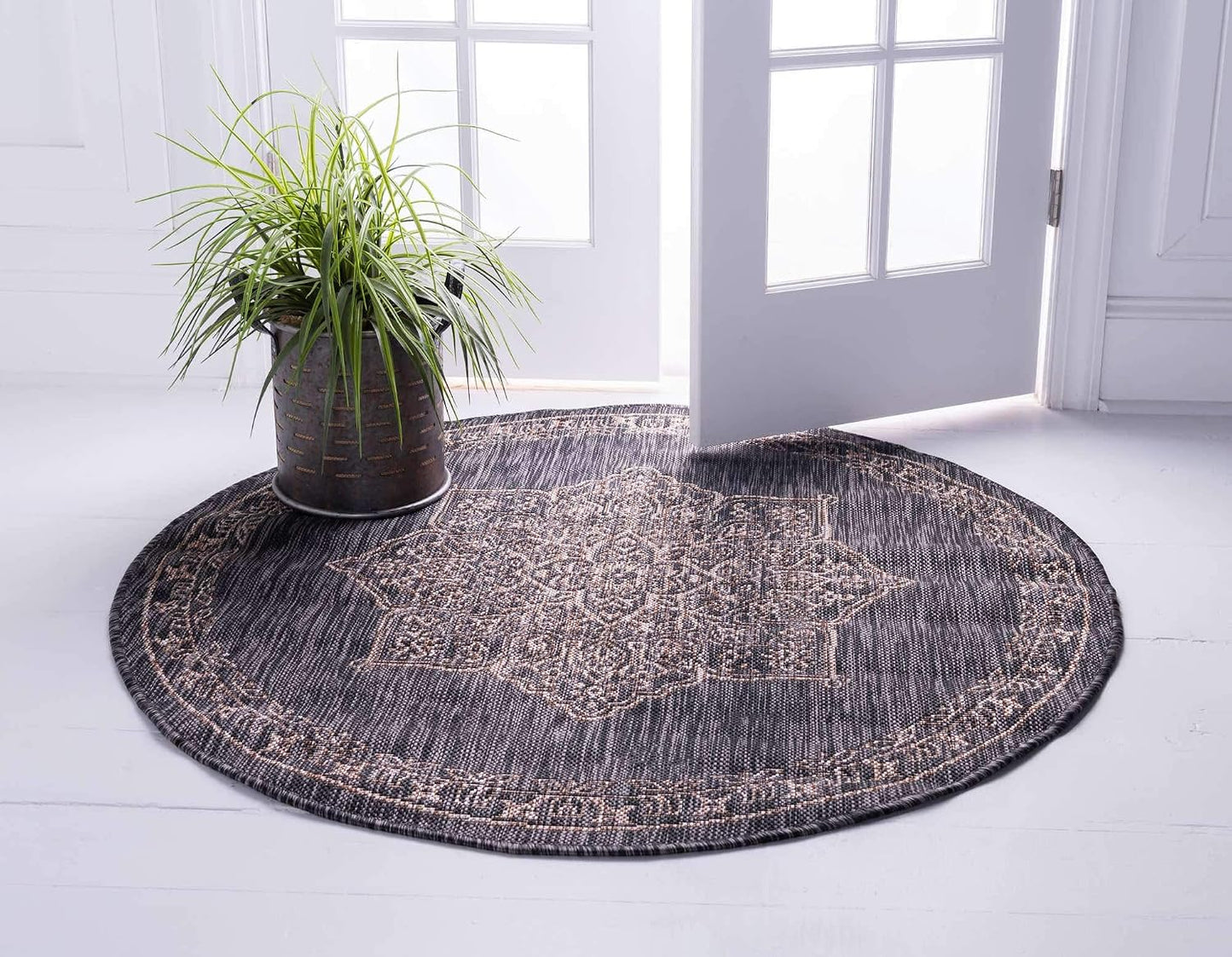 Alfombra exterior estilo tradicional 4ft1" gris carbón