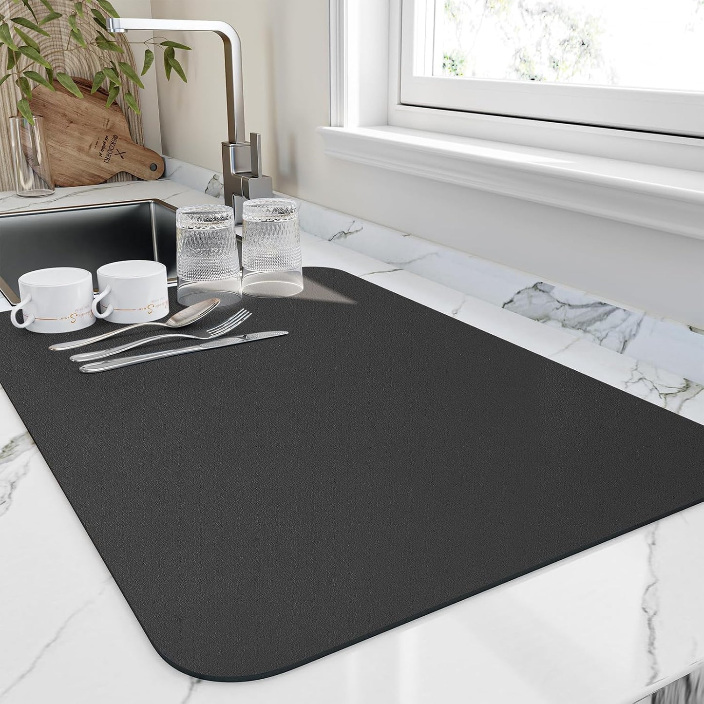 Tapete secado platos encimera cocina antideslizante absorbente