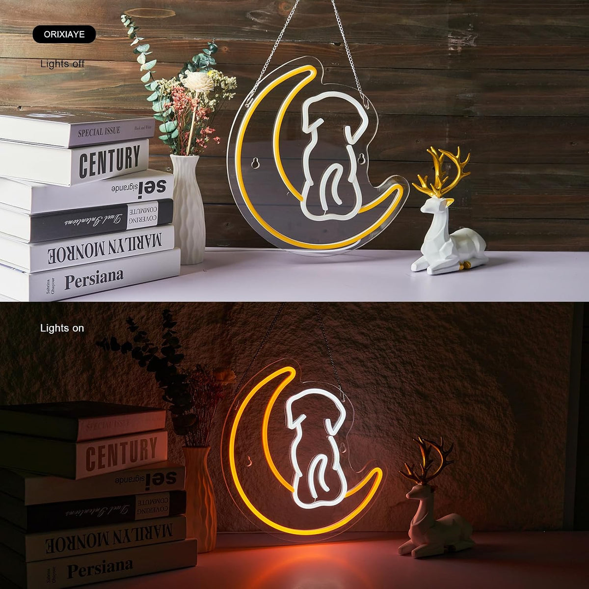 Letrero neón perro luces LED decoración pared niños