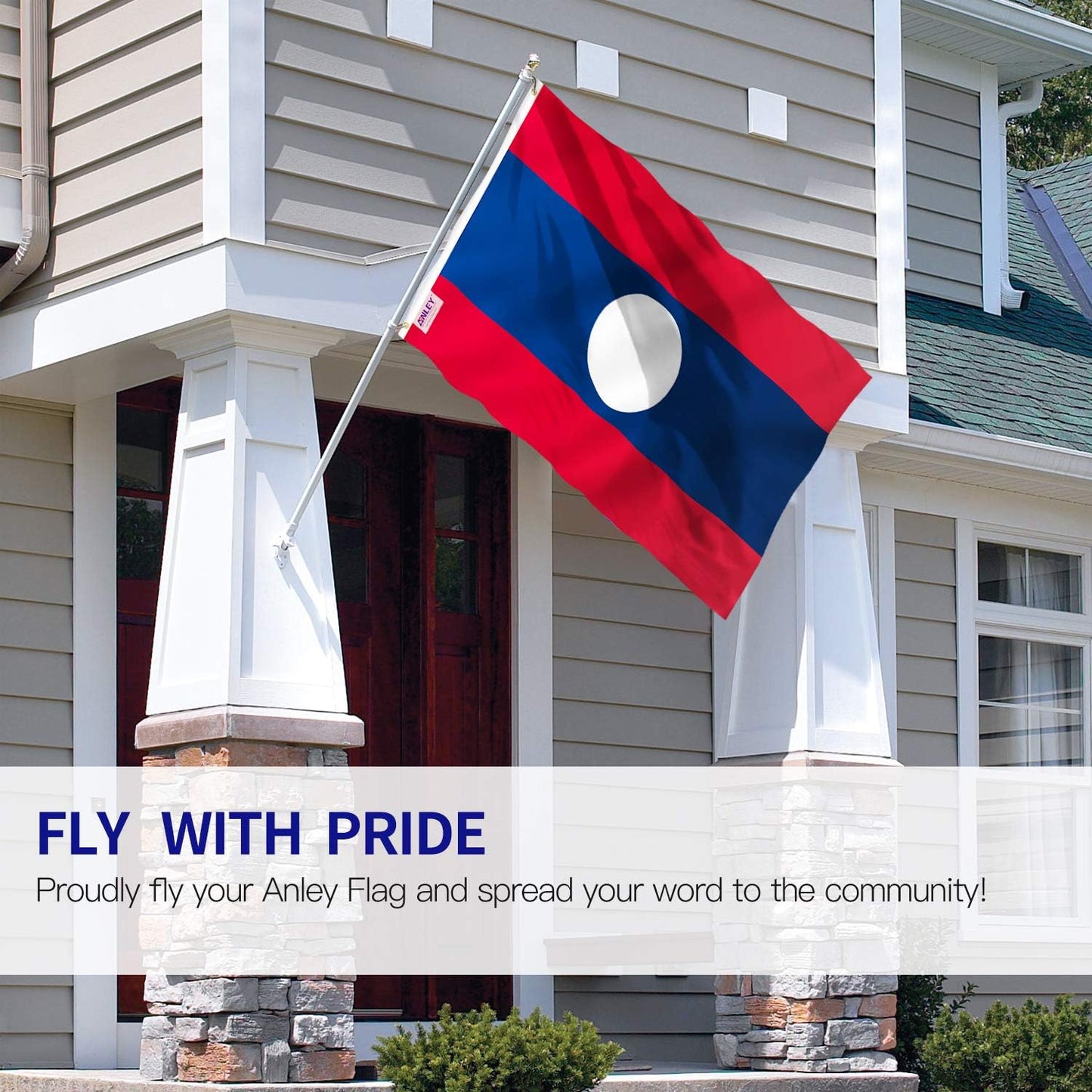 Bandera Laos 3x5ft Poliéster Ojales Latón Doble Costura