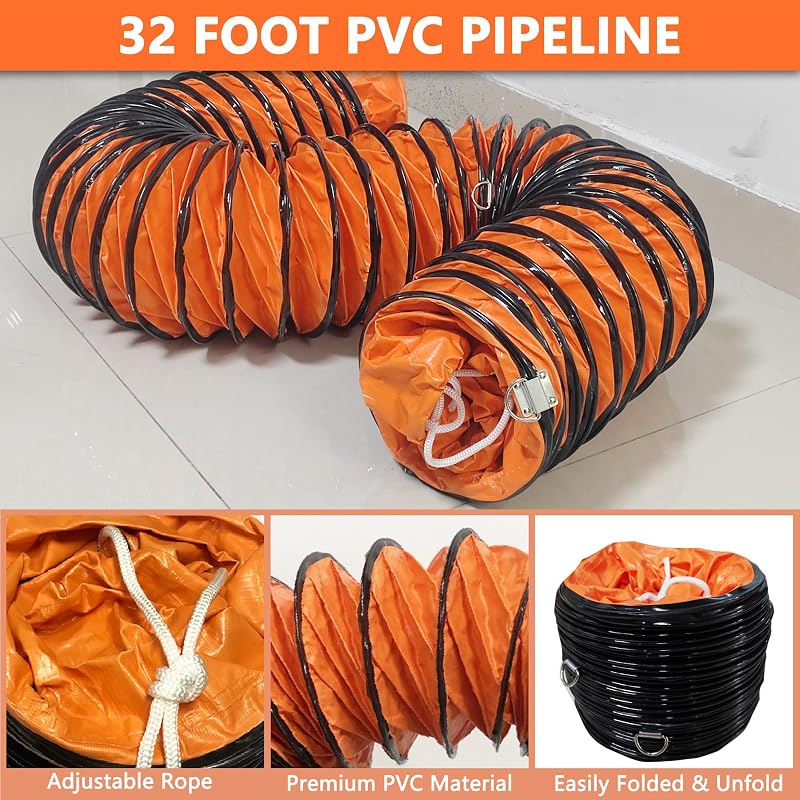 Manguera PVC 32ft cuerda ajustable ventilador escape