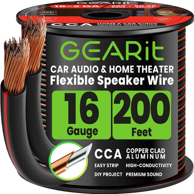 Cable altavoz 16AWG 200pies para cine en casa y coche Negro