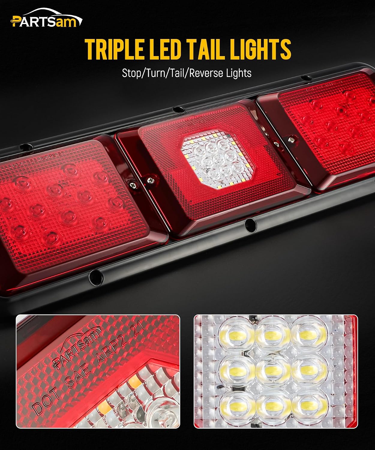 2 Luces traseras LED triples 40leds remolque