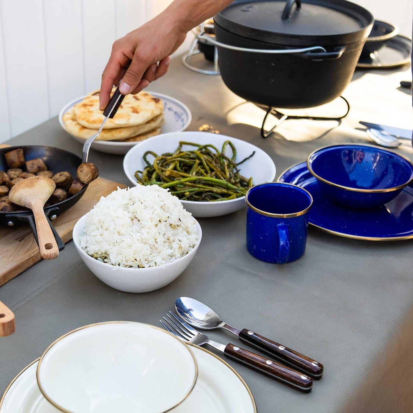 Mesa Set Comedor Esmaltado 6 Pzas Lapislázuli