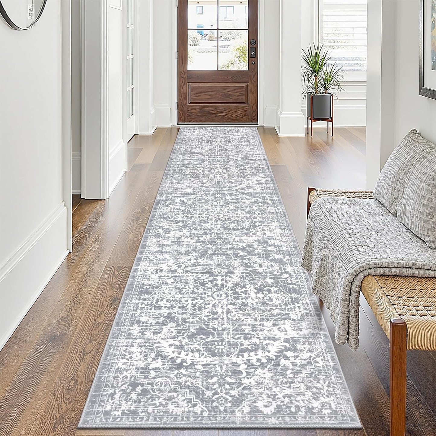 Alfombra pasillo boho 2x10ft antiderrap estilo vintage