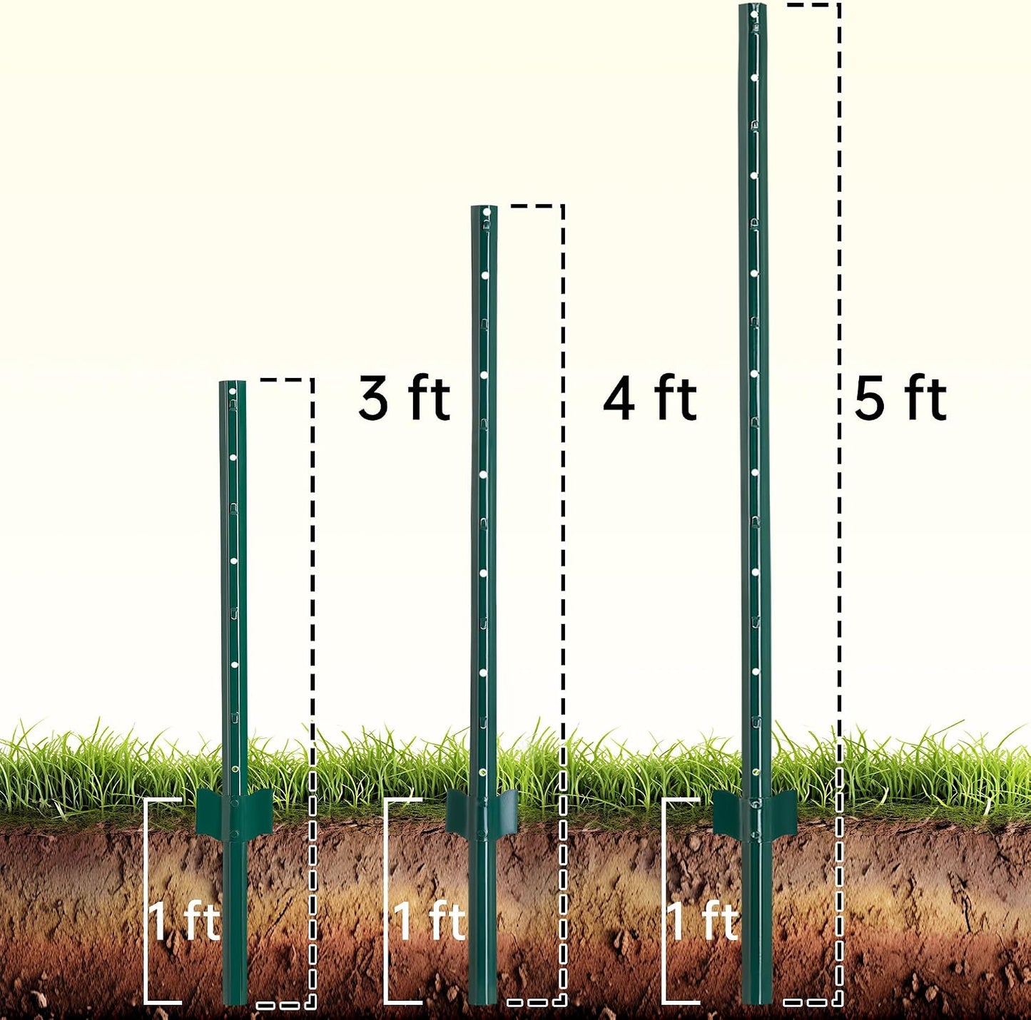 Postes valla metal resistente para jardín sin excavación
