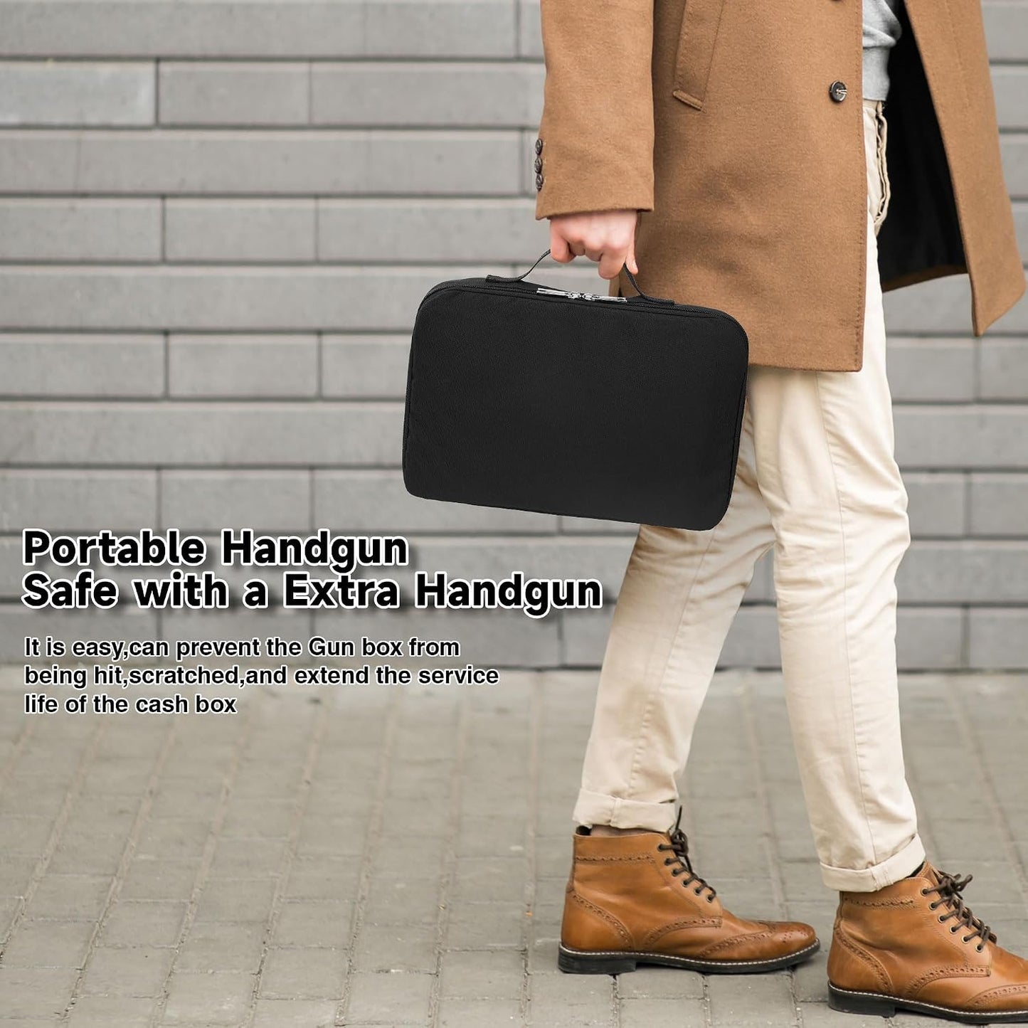 Caja seguridad pistola portátil con cerradura y bolsa mano