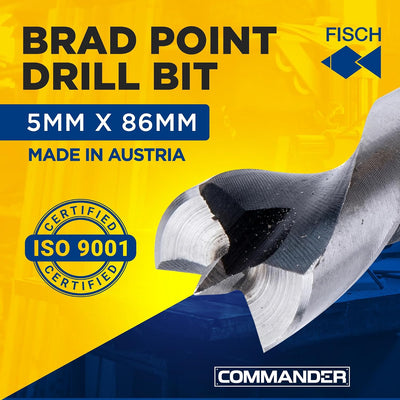 Brocas Brad 5mm x 86mm para madera y MDF biseladas FSF-003960