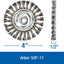 Rueda alambre nudo 4x1/2x5/8-11 acero inox con adaptadores
