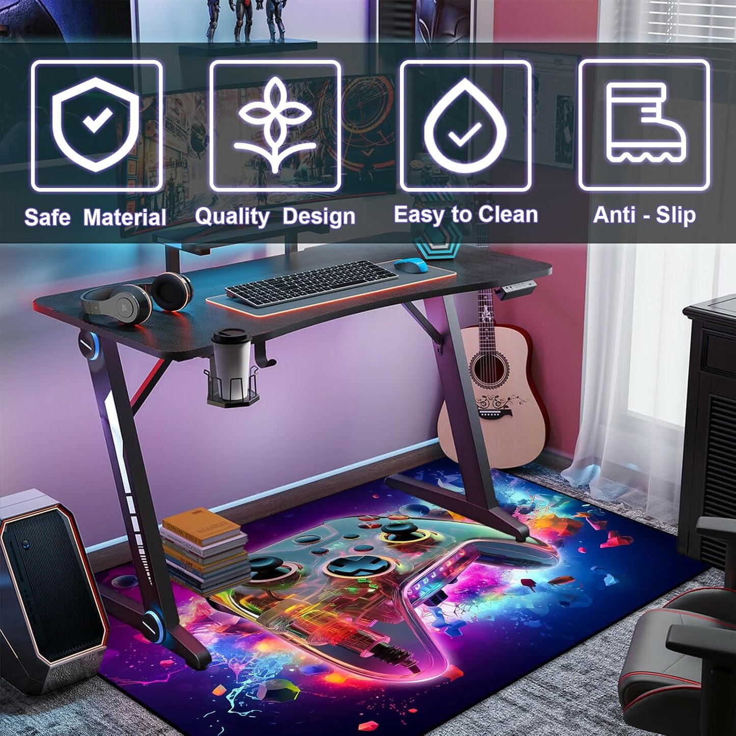 Alfombra 3D transparente con gamepad sala set