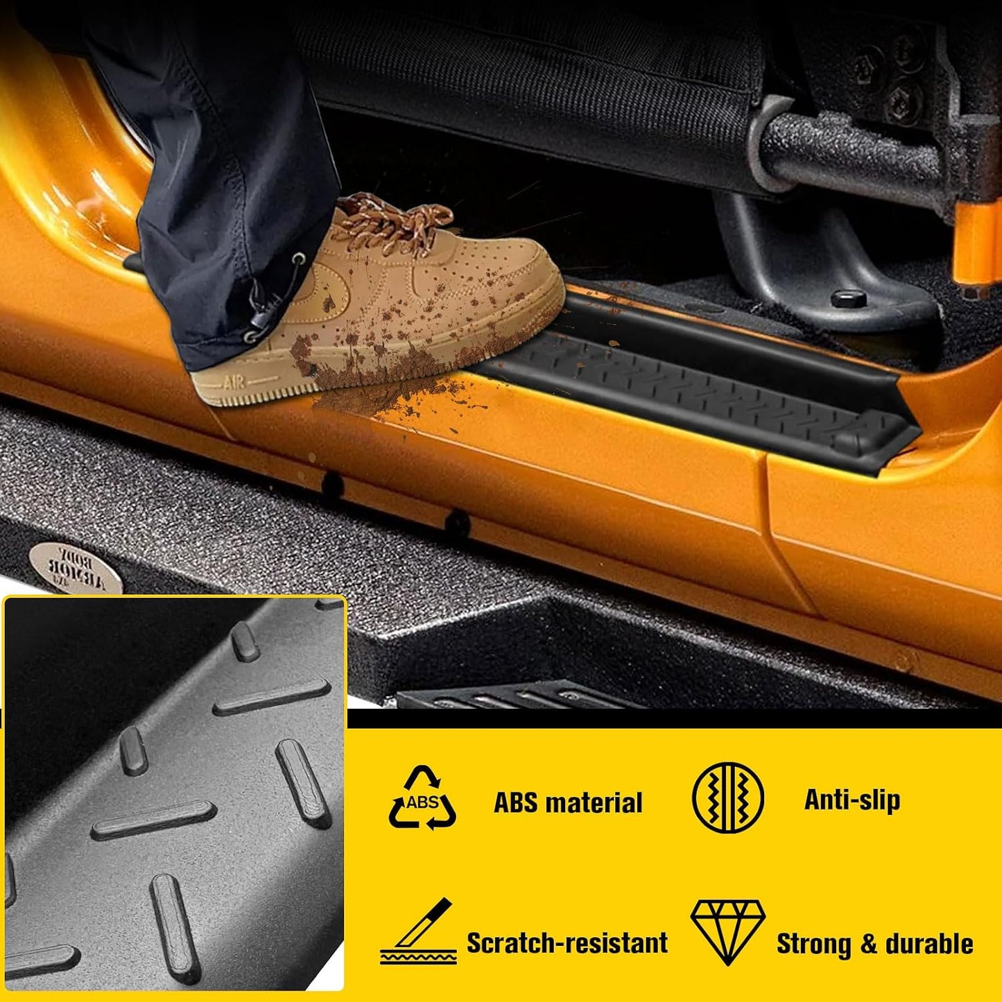 Protectores umbral puerta Jeep Wrangler JK 2007-18 ABS plástico