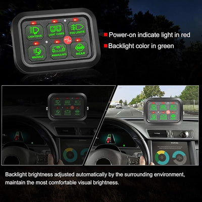 Caja interruptor táctil 6 bandas coche barco