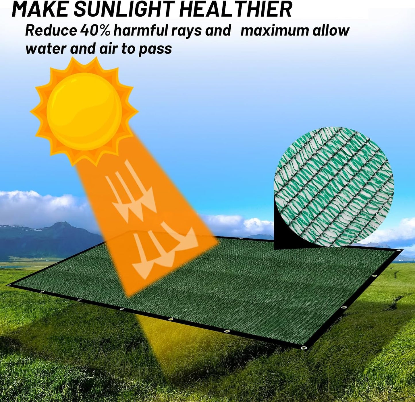 Lona malla 40% tela solar 10x20ft para cubierta jardín patio