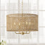 Lámpara de Tambor Ratán Colgante 4 Luces Bohemia para