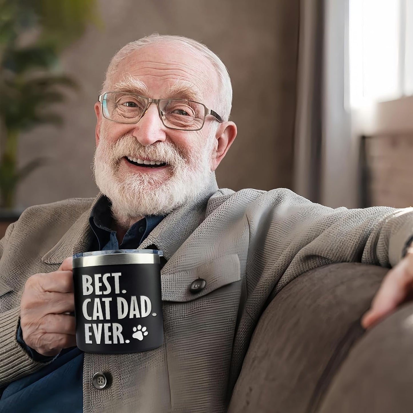Taza café negra 14oz regalo día padre gatos