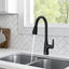 Grifo cocina desplegable con pulverizador negro mate
