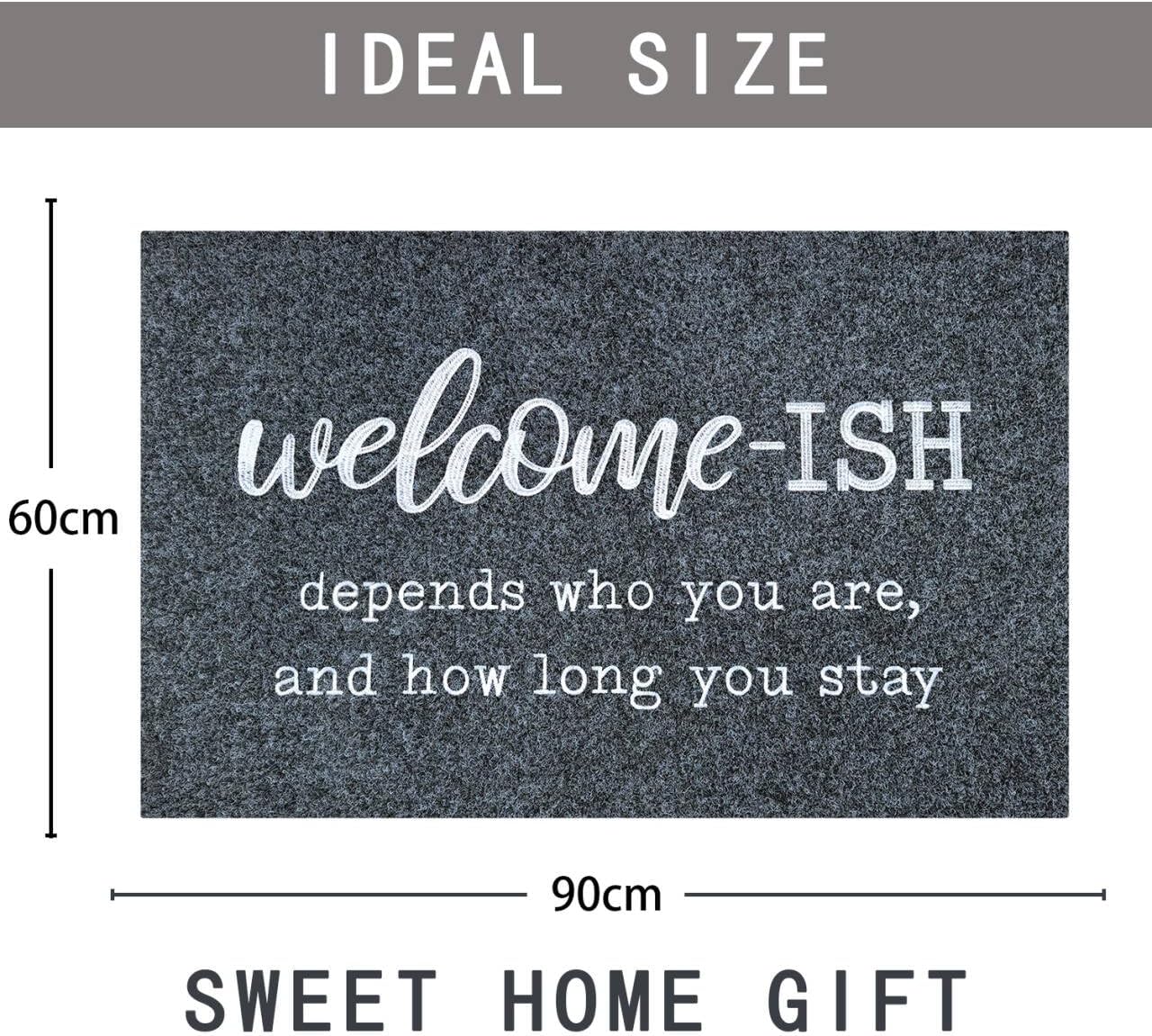 Tapete entrada gris diseño Welcome-ish antiderrap 24pulg