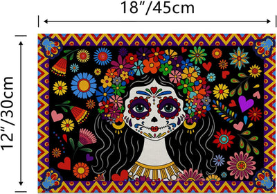 4 Manteles Dia de los Muertos 12x18pulg