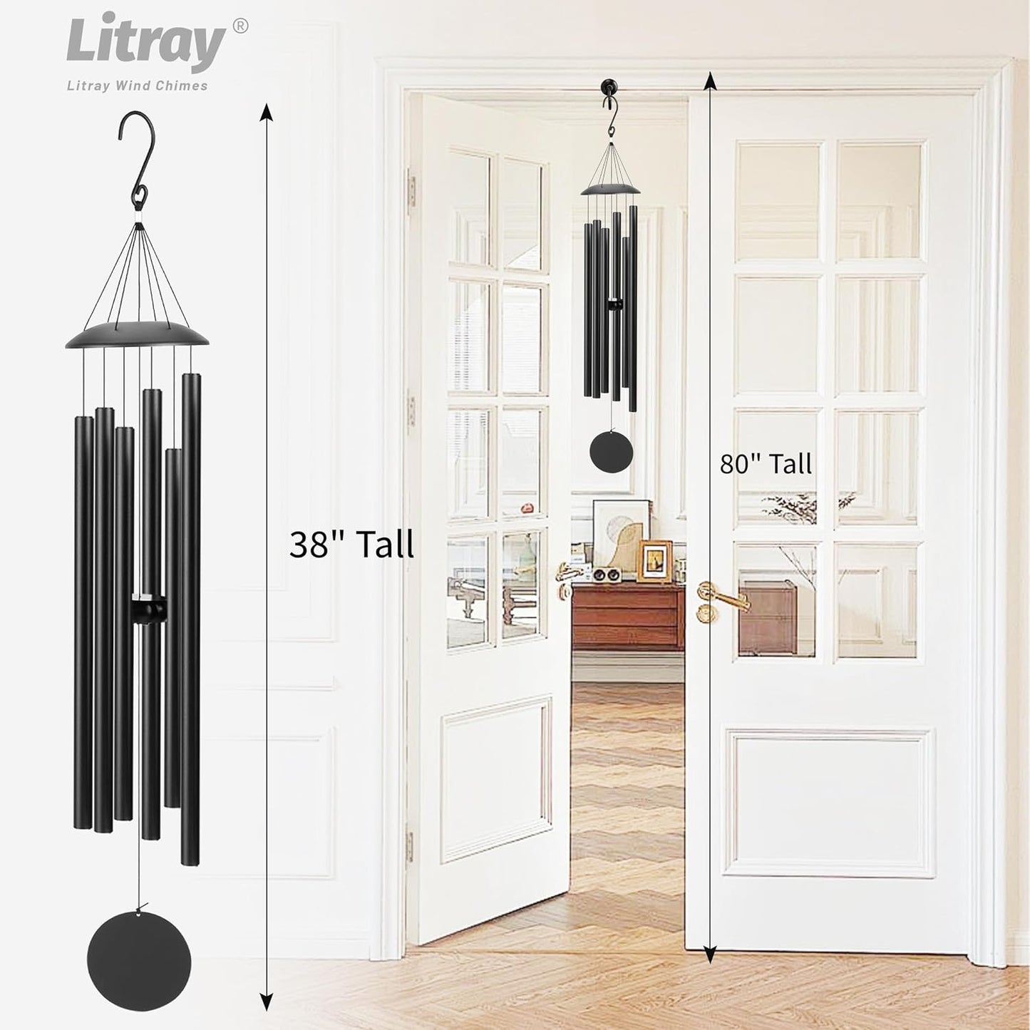 Campanillas viento aluminio 38" tono profundo negro