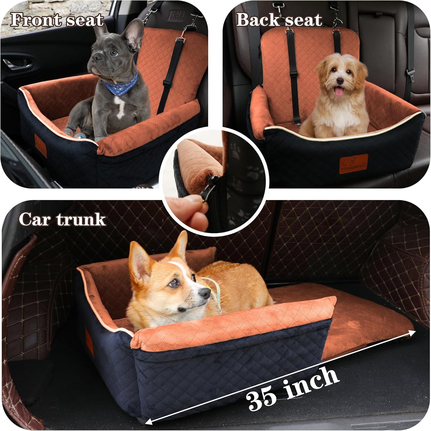 Cama asiento auto perros 2en1 espuma memoria