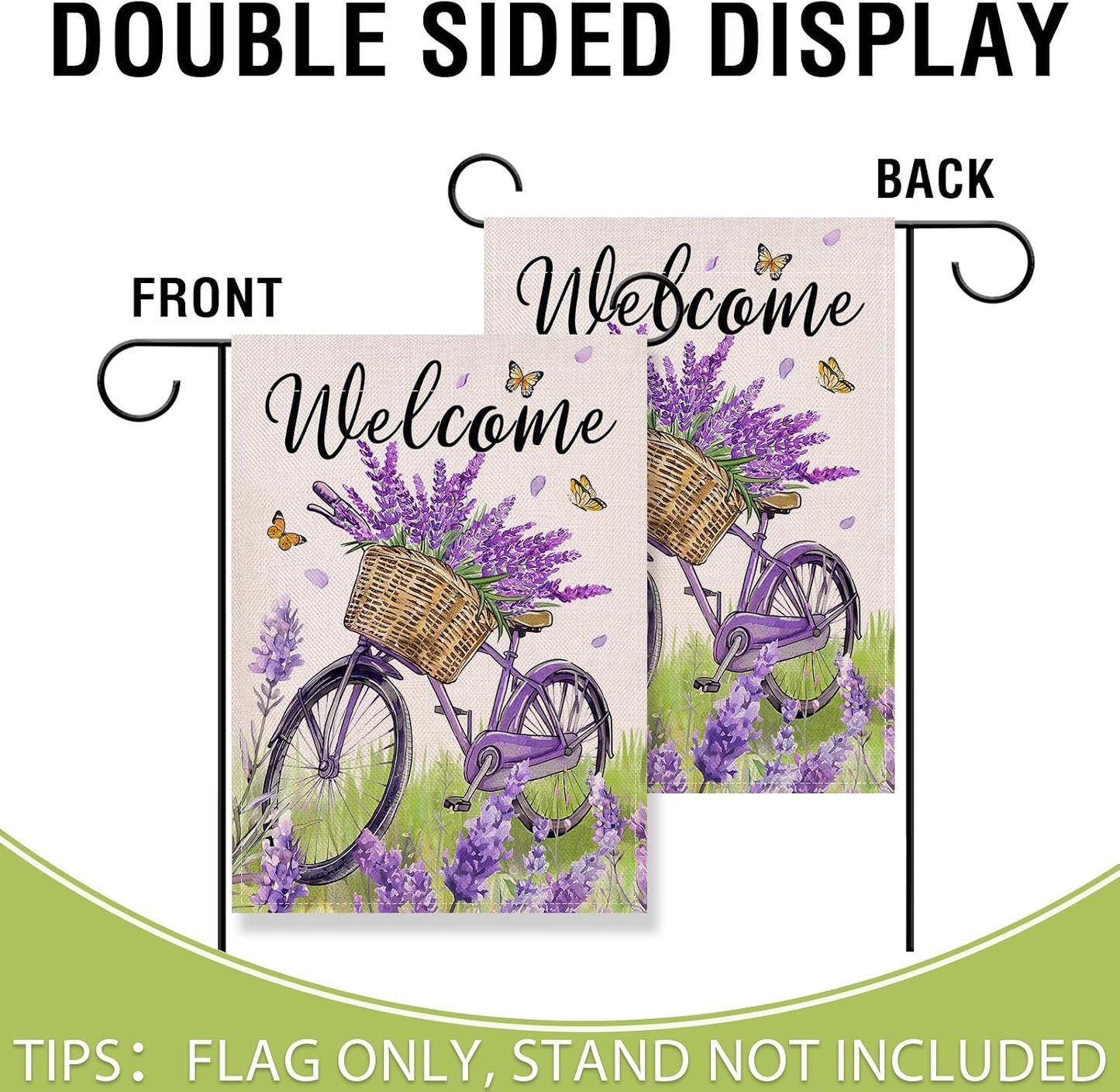 Bandera jardín decorativa para bicicleta lavanda flores
