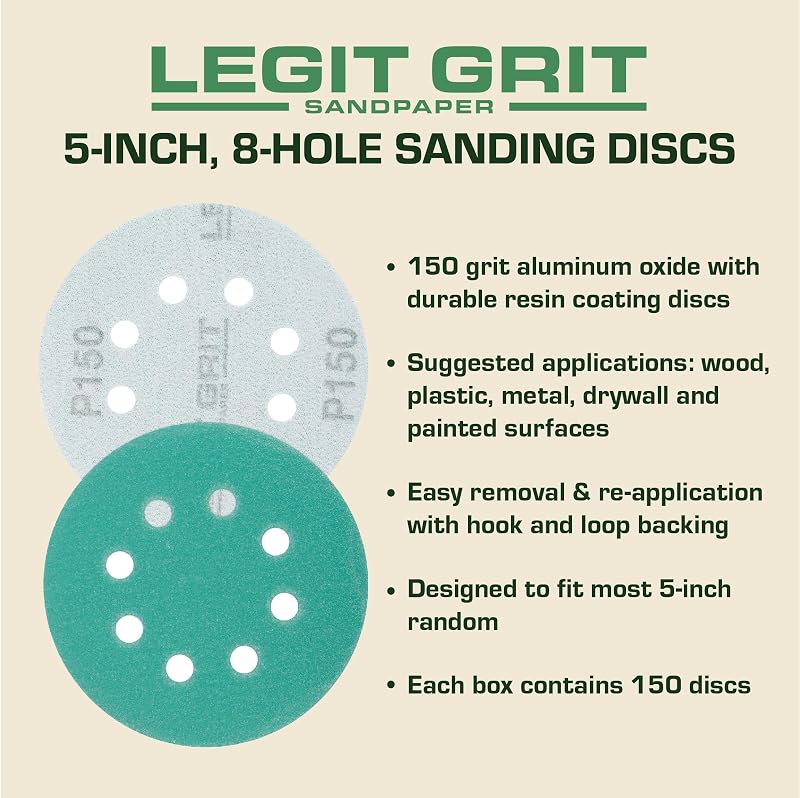 Disco lija 5" 150 grano 150 pzas