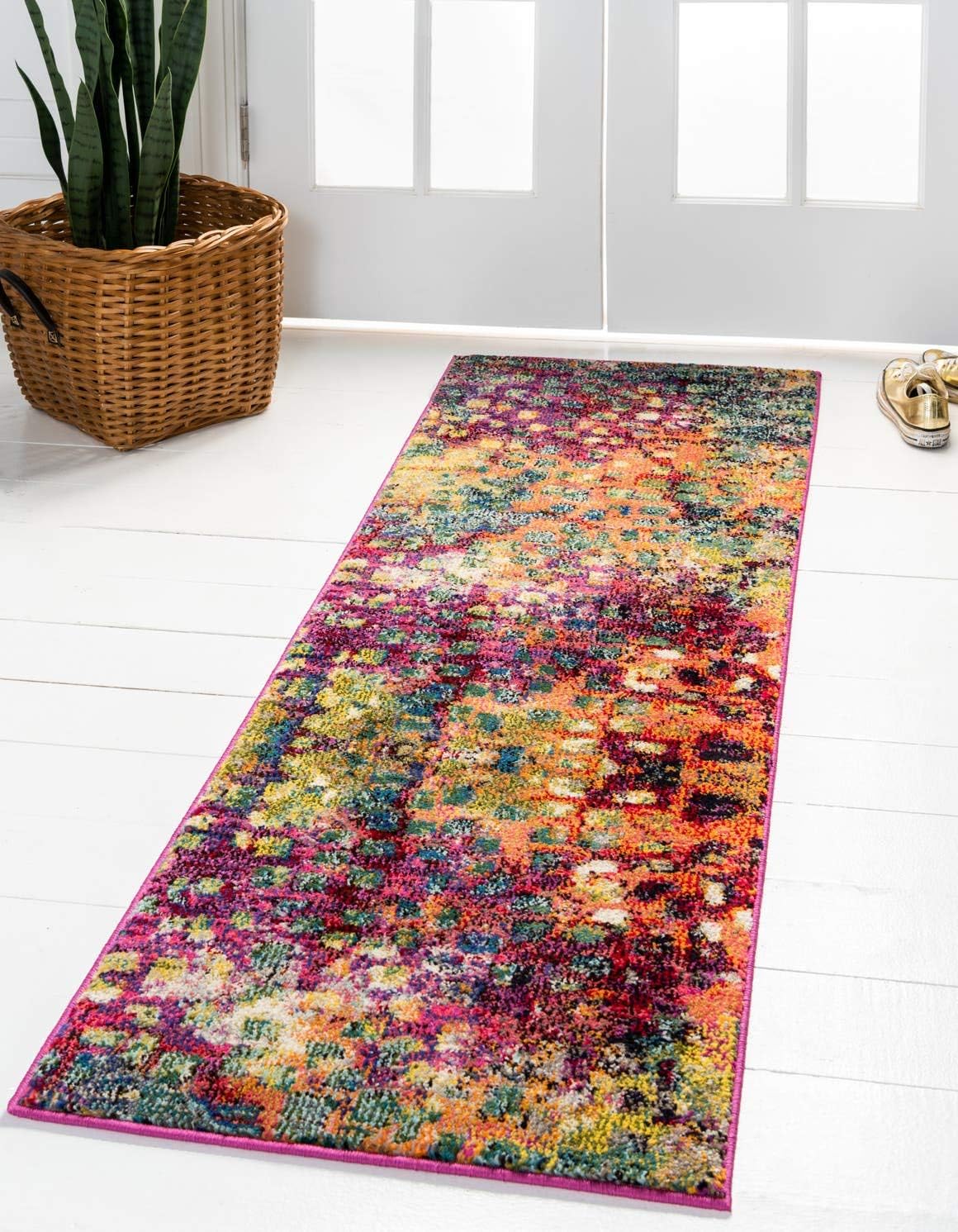 Alfombra pasillo colorida moderna 2'7"x8'