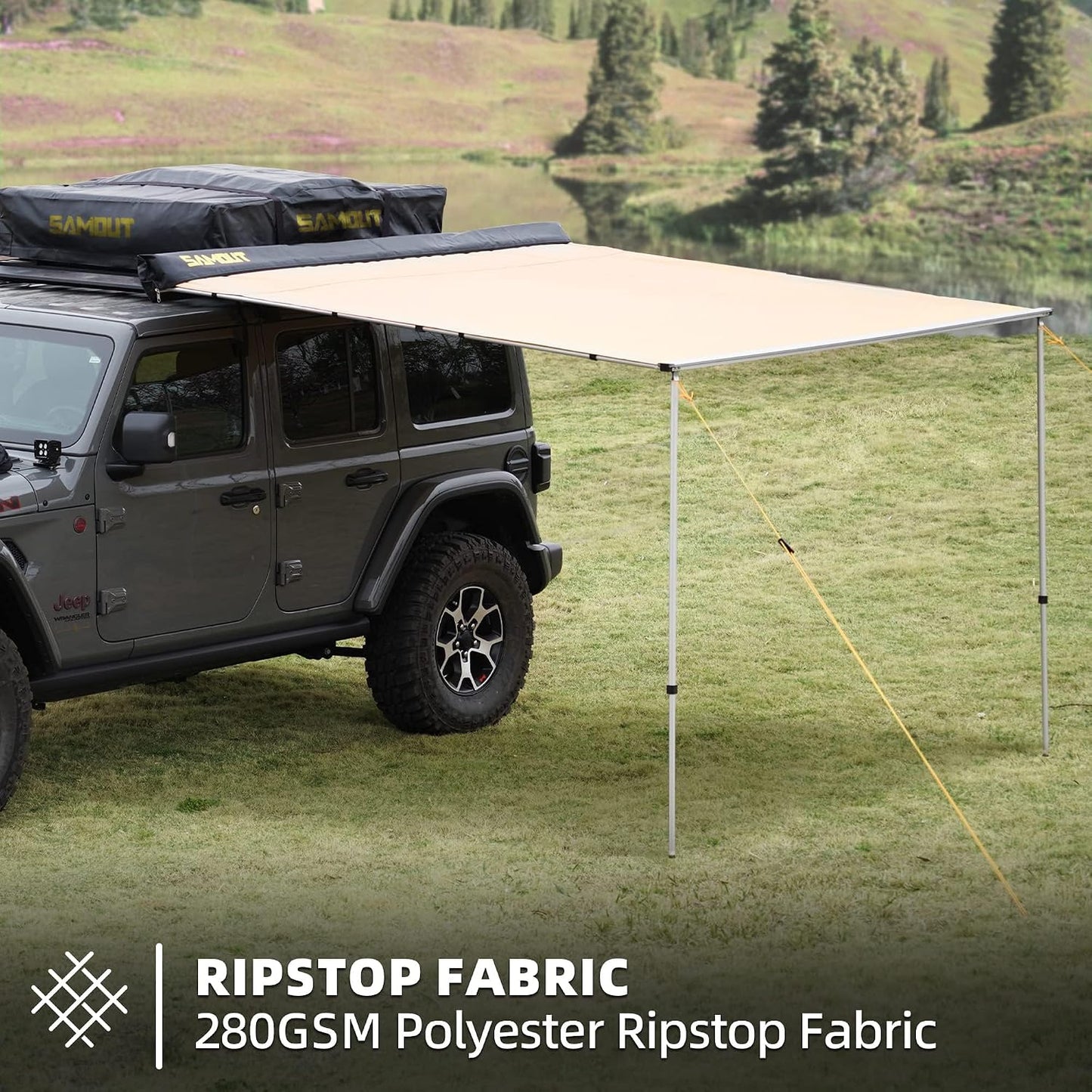 Toldo lateral retráctil UPF50 para Jeep/SUV 4.6x6.6pies