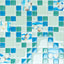 Azulejo vidrio brillante diseño pez mar azul 5ft²