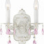 Aplique cristal rosa claro blanco antiguo 2 luces