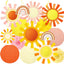 15 Linternas Papel Decoración Sol Pompones Colgantes