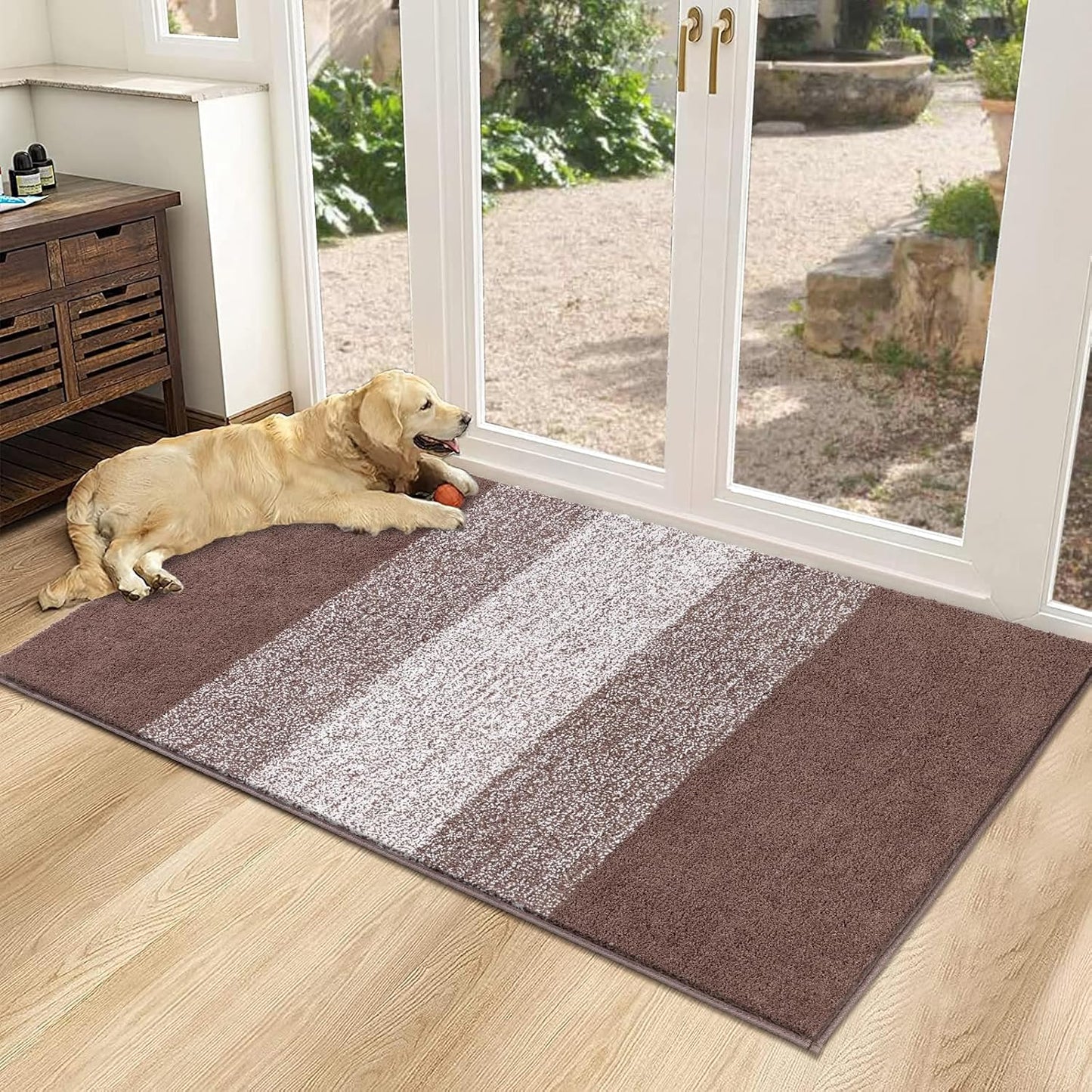 Tapete puerta entrada antiderrap absorbente 32x48" café