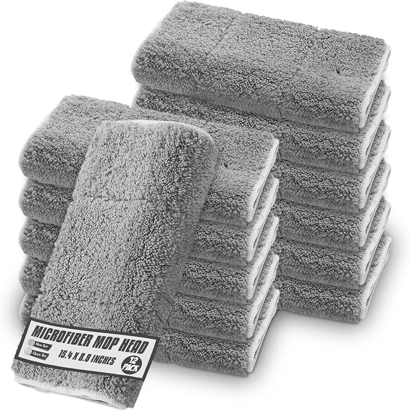12 Almohadillas Microfibra para Mopa Húmeda y Seca 15.4x8.8pulg