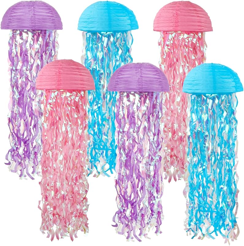 Faroles colgantes gelatina 6 Pzas rosa azul fiesta