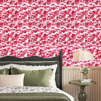 Papel de contacto autoadhesivo camuflaje rosa grueso para estanterías y muebles