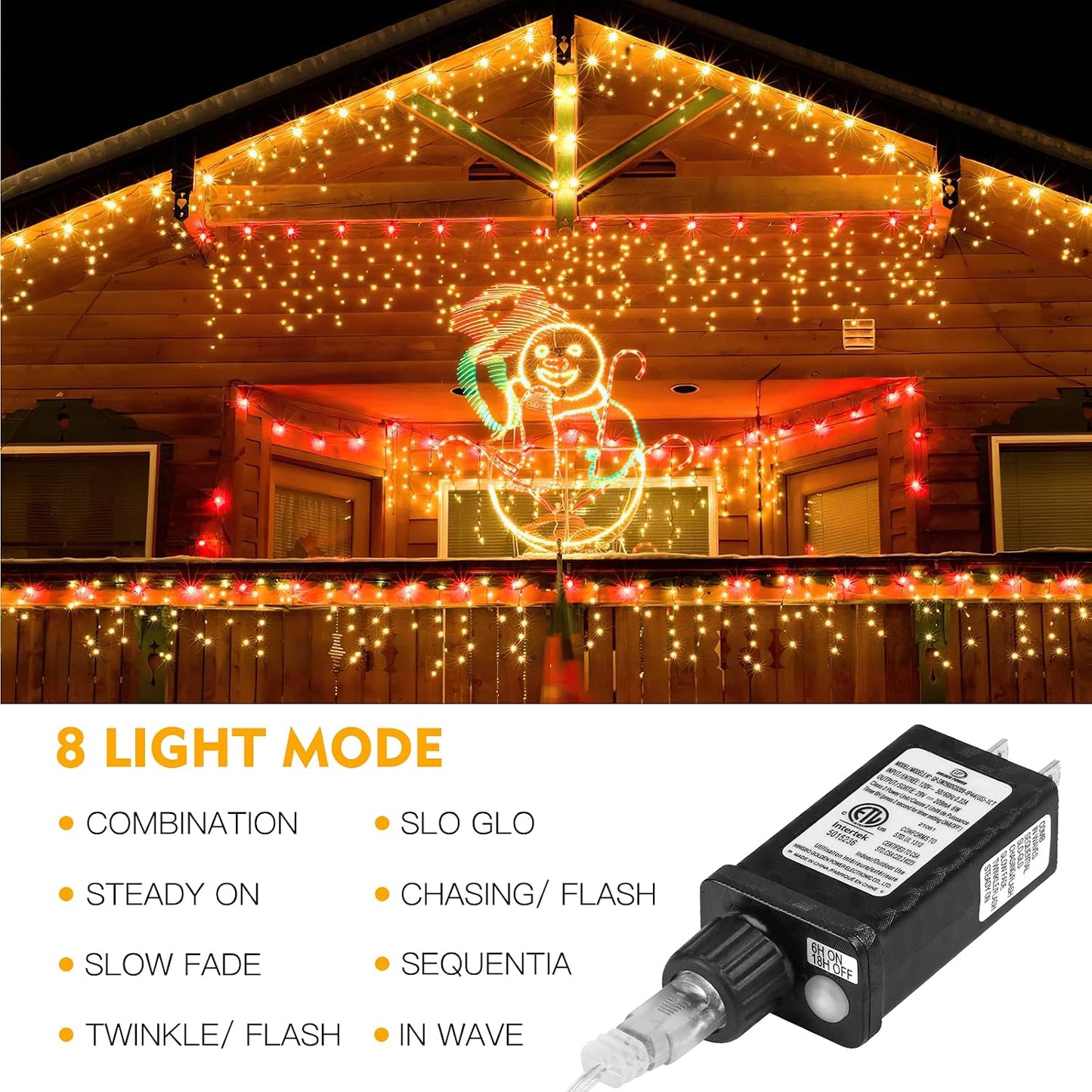 400 Luces LED Carámbano 32.8" 75 Caídas 8 Modos
