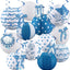 Set 18 Decoraciones Verano Faroles Pompones Lazo Azul