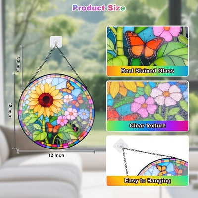 Atrapasoles colgante girasol cristal redondo decoración