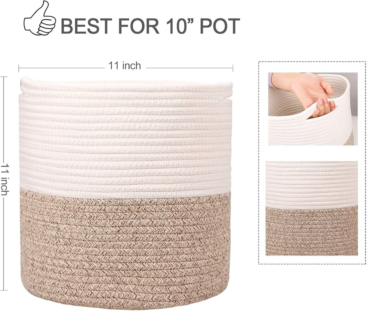 Cesta plantador 11pulg cuerda algodón decoración moderna
