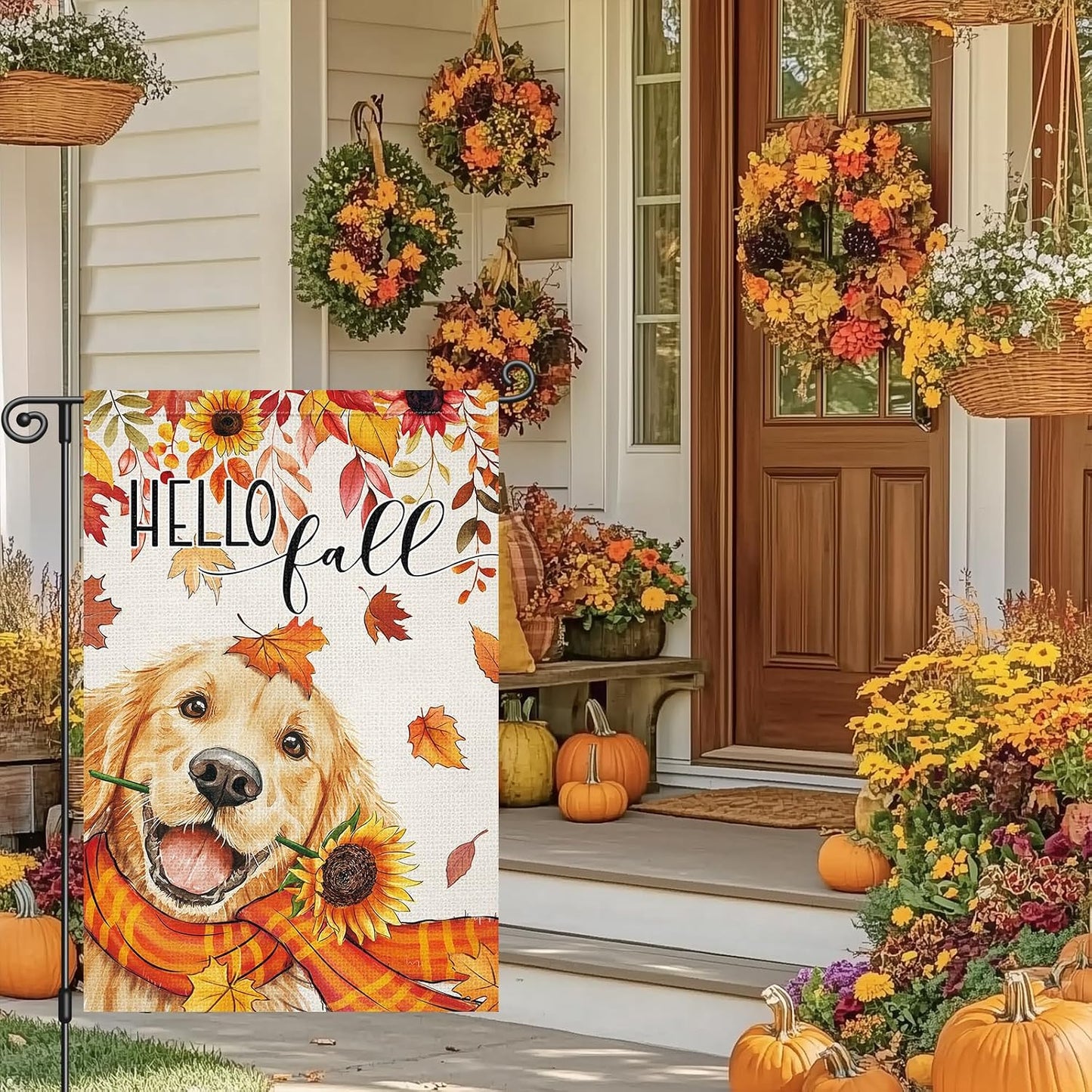 Bandera jardín perro golden retriever 12x18"