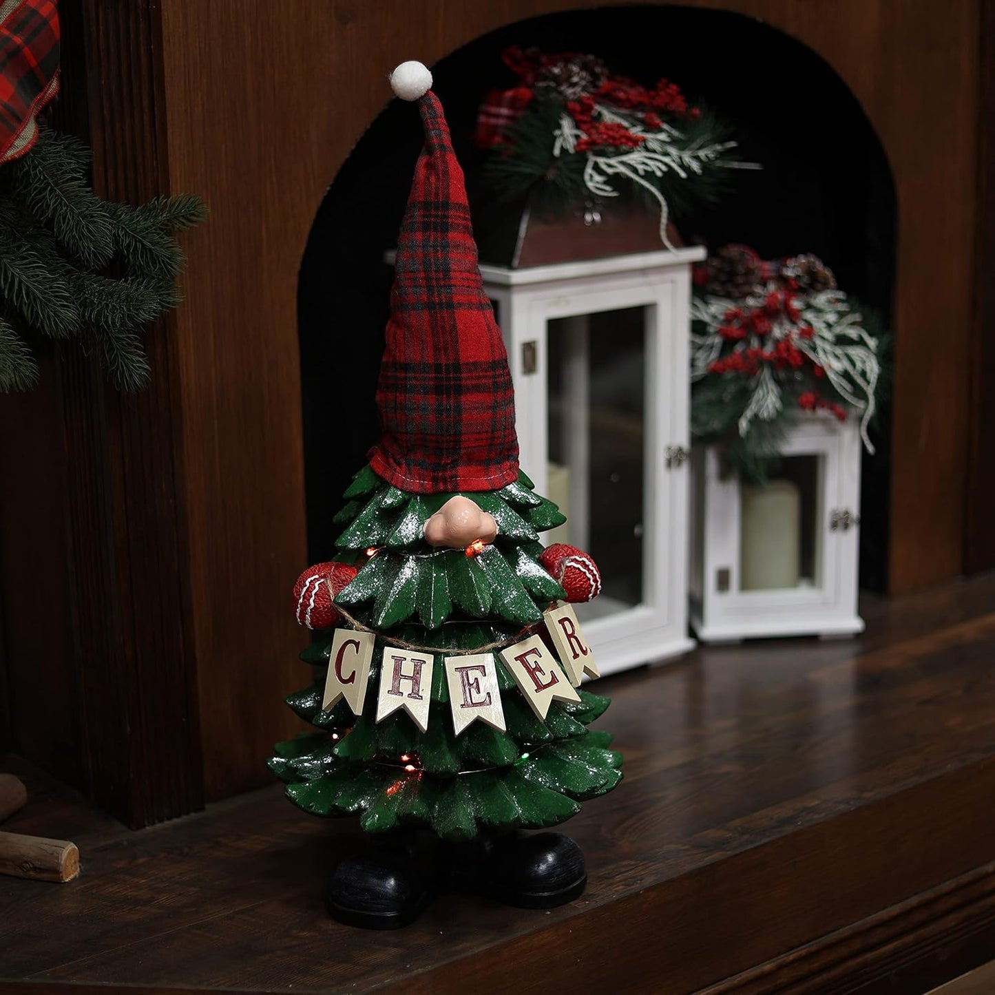 Árbol Navidad 28pulg con 20 luces LED cambian color