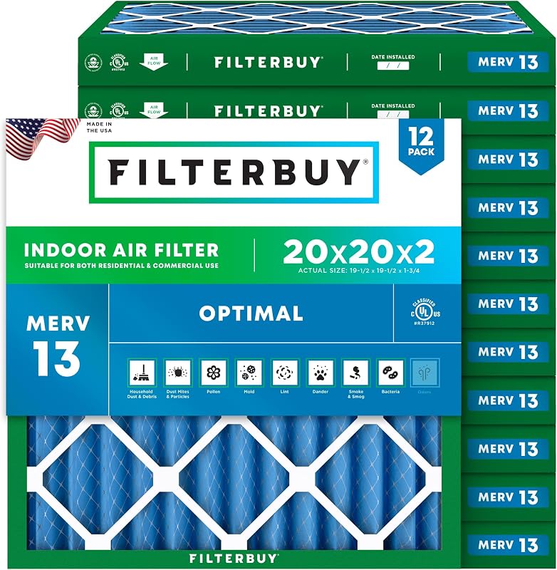 Filtro aire 20x20x2pulg MERV13 plisado para horno HVAC