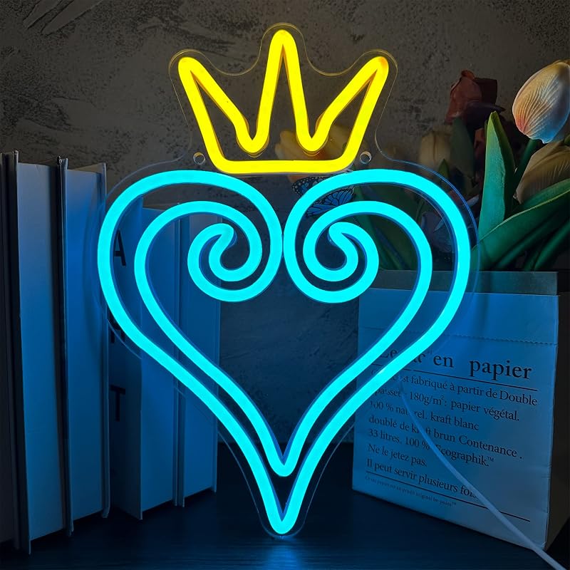 Letrero neón LED Kingdom Hearts decoración pared USB