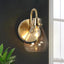 Aplique pared dorado 1 luz vidrio latón baño