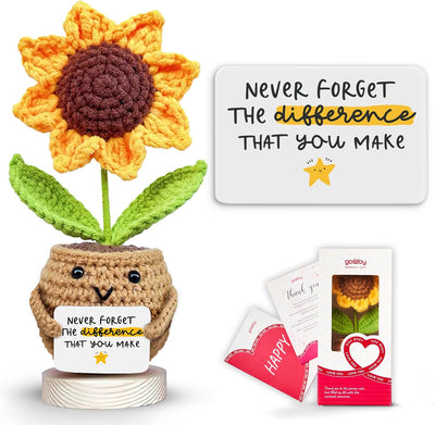Muñeca girasol positiva de ganchillo regalo para mujer