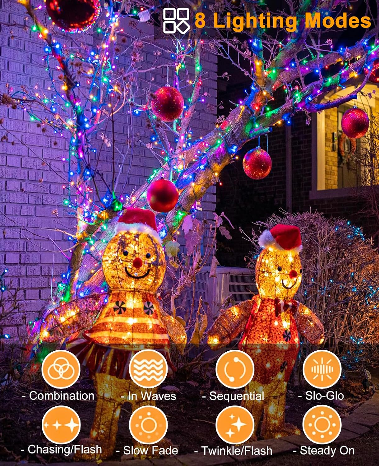 Luces Navidad 40ft 120 LED impermeables 8 modos